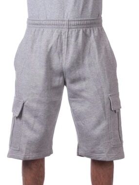 Men's Gray Cargo Athletic Shorts with Elastic Waist